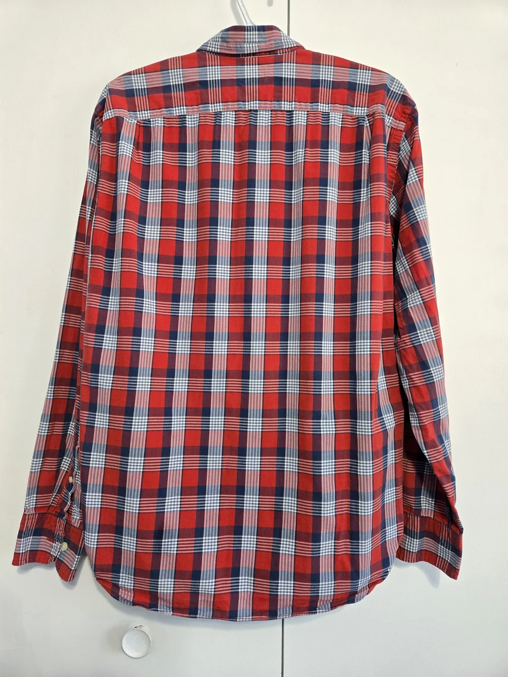 J.Crew Tailored Red Blue Plaid Button Down Shirt Men's Large Cotton
